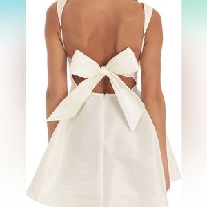 White square neck mini flare dress